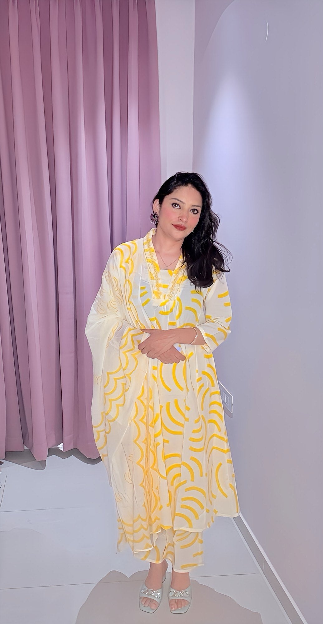 A-Line Yellow Kurta Set with Mul Cotton Dupatta | Breezy Everyday Wear