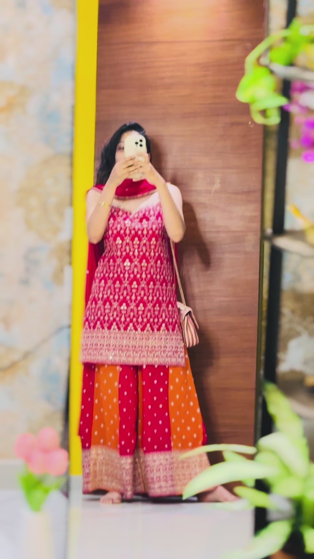 Orange & Magenta Embellished Sharara Set – Designer Festive Wear