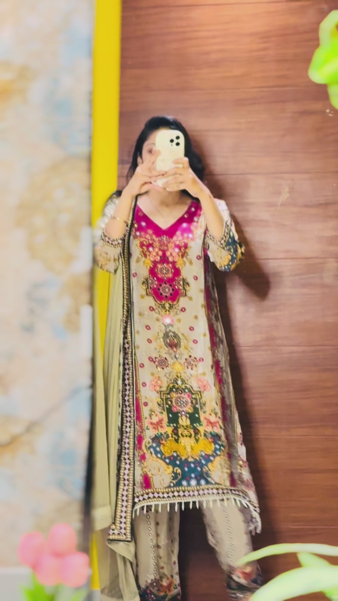 Elegant Pure Crape Sequin Kurta Set with Fishcut Hem & Tassels