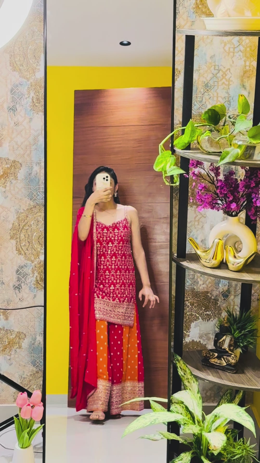 Orange & Magenta Embellished Sharara Set – Designer Festive Wear