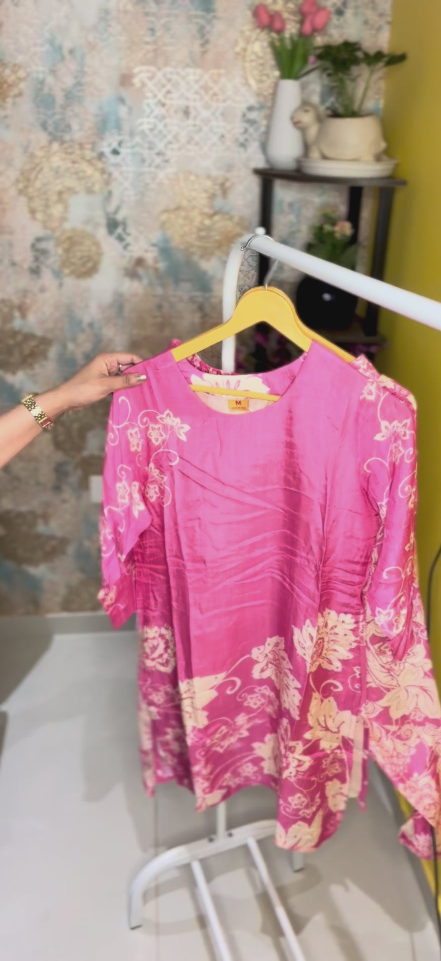 Magenta Pure Muslin Co-ord Set with Floral Block Style Print