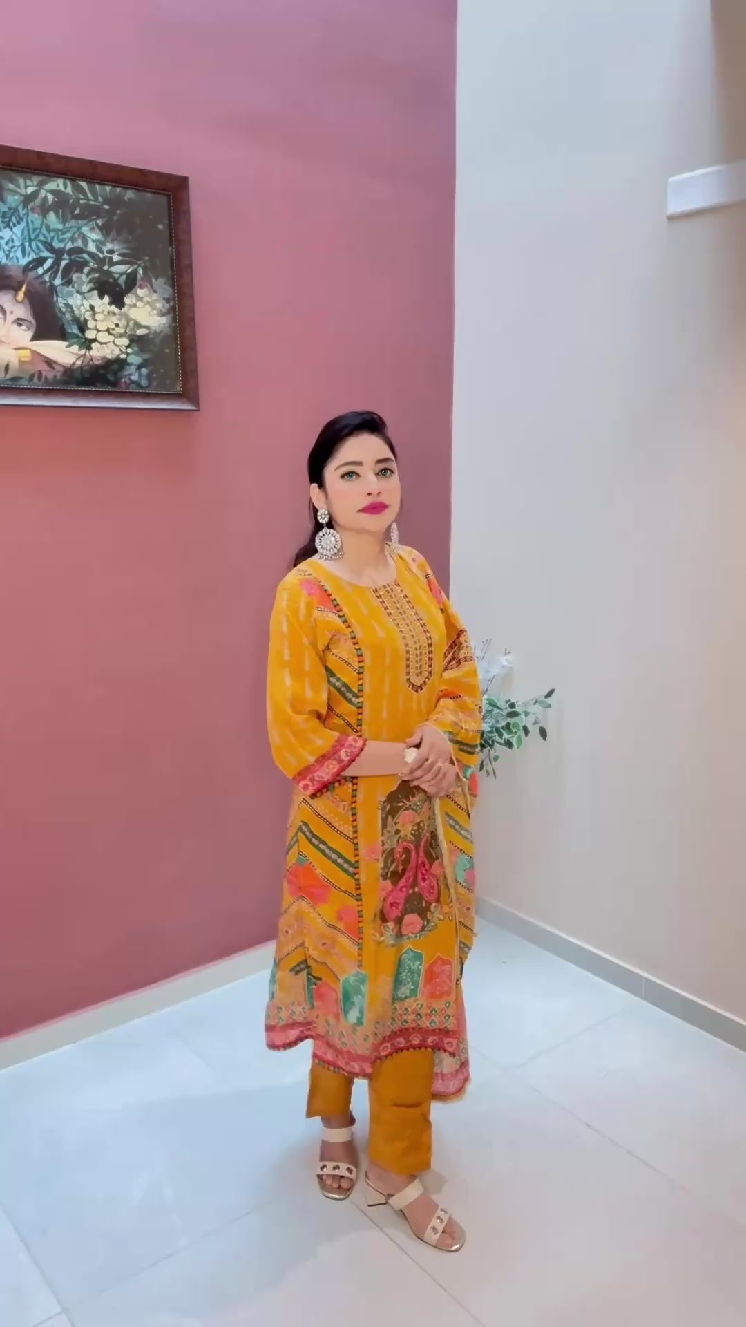Sunlit Charm Pure Natural Crape 3-Piece Suit Set – Yellow